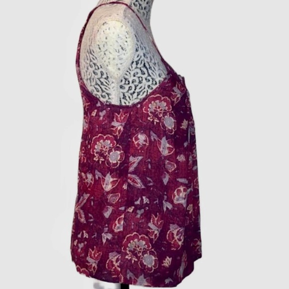 Lucky Brand Floral Print Sleeveless Halter Style Top Deep Fuchsia, NWOT- Size XS - Picture 3 of 6